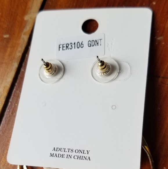 Goldtone Cowrie Shell Pierced Earrings - Picture 4 of 8